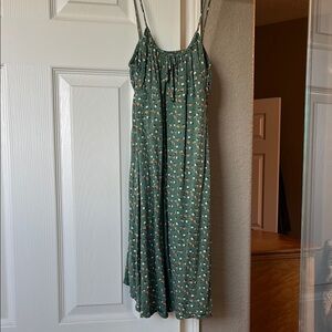 Green Floral Spaghetti Strap Sundress